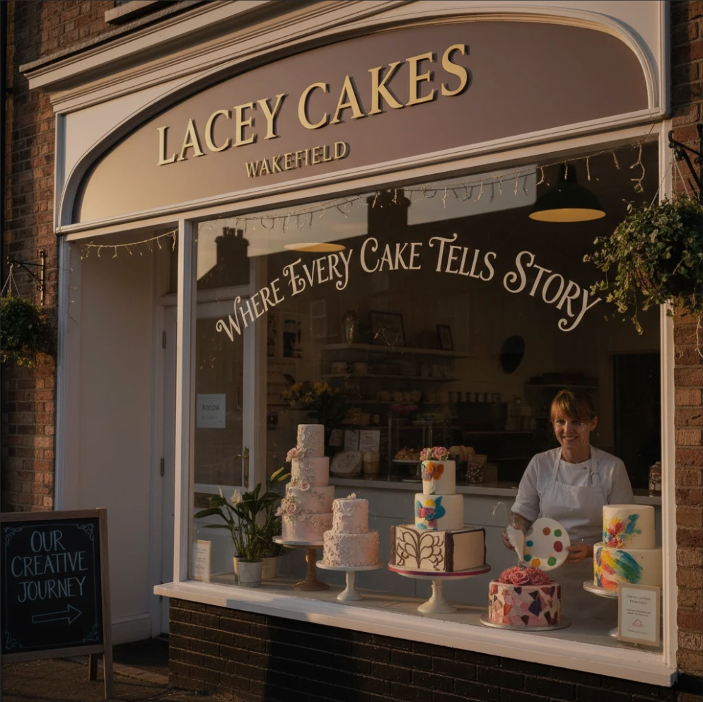 A beautifully decorated custom cake from Lacey Cakes Wakefield featuring elegant design and pastel colors