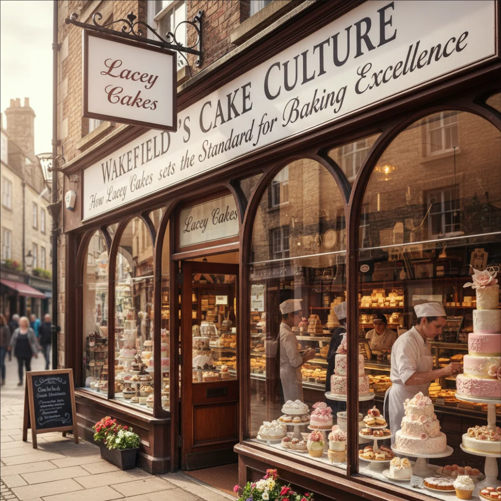 Elegant multi-tiered wedding cake designed by Lacey Cakes Wakefield