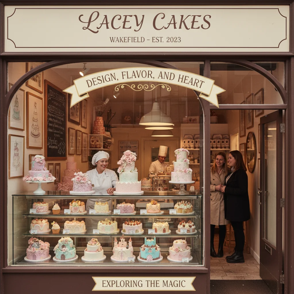 Holiday-themed cake with detailed decorations by Lacey Cakes Wakefield