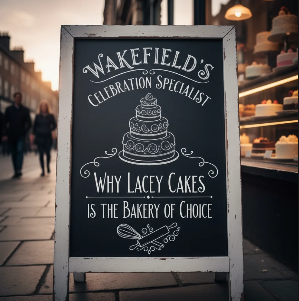 Custom-designed celebration cake from Lacey Cakes Wakefield representing bespoke bakery creations and special occasion desserts