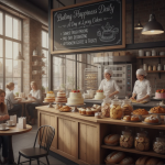 Baker at Lacey Cakes Wakefield decorating a colorful cake with fresh buttercream and sprinkles