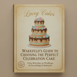 Beautifully decorated celebration cake with fresh flowers and colorful icing from Lacey Cakes Wakefield