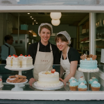 tim pembuat kue kreatif di Lacey Cakes Wakefield sedang menghias kue