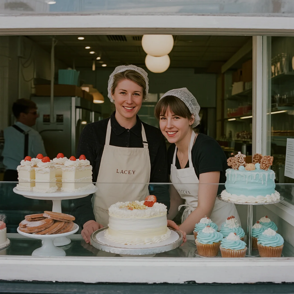 tim pembuat kue kreatif di Lacey Cakes Wakefield sedang menghias kue