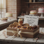 Beautifully decorated gift boxes of cakes and pastries from Lacey Cakes Wakefield, perfect for special occasions