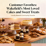 Assortment of Wakefield’s popular cakes and sweet treats beautifully displayed on a bakery counter